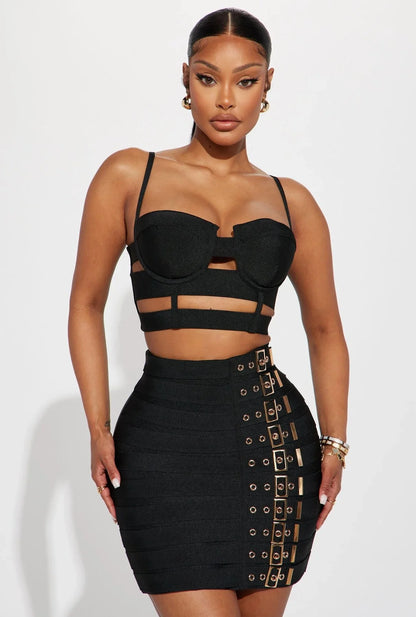 Women’s Punk Bandage Elegant Set Sexy Suspender Nightclub Outfit