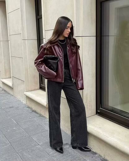 Women’s Faux Leather Jacket Outerwear | Street | Zipper