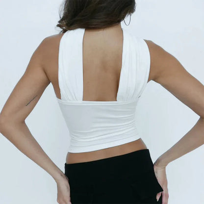 Women’s Chic White Strapless Crop Top | Sexy Slim Tube Top | Elegant Solid Summer Tank Top