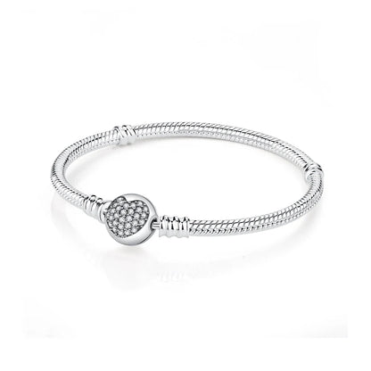 Women’s 925 Sterling Silver Bracelet – Rose Gold Snake Chain with Heart Charm Beads Jewelry
