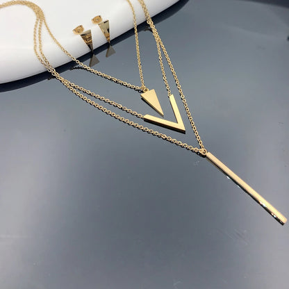 Women’s Jewelry V Shape Pendant Jewelry Set | Geometric | Layered | Gift