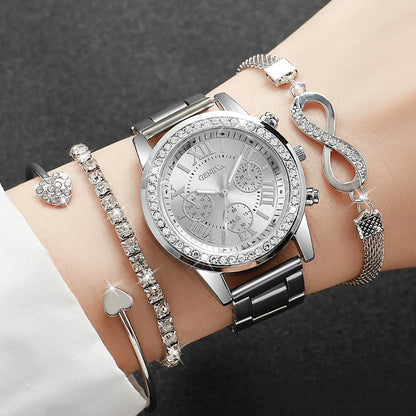 Women’s Watch Jewelry Set | Rhinestone | Steel Band | Quartz