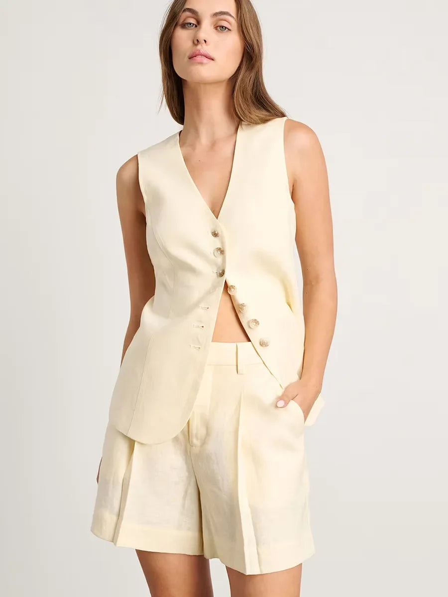Women’s Cotton Linen Set | Casual Commuter Summer Two-Piece Outfit