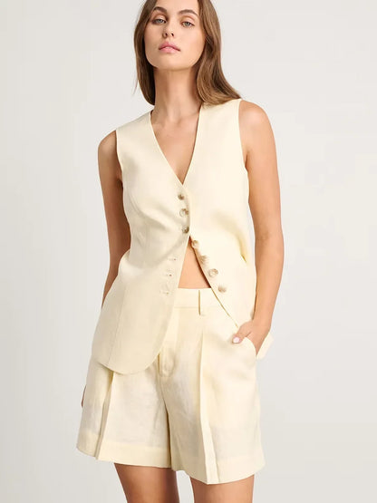 Women’s Cotton Linen Set | Casual Commuter Summer Two-Piece Outfit
