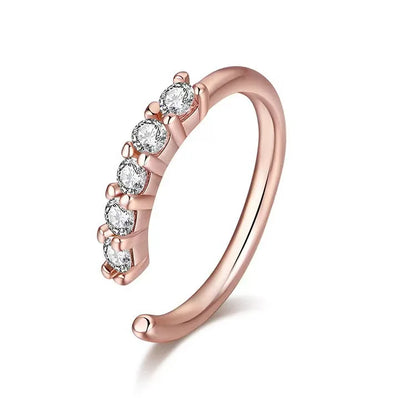 Women’s Single-Row Zircon Nose – Elegant Fake Piercing with Mini Crystals