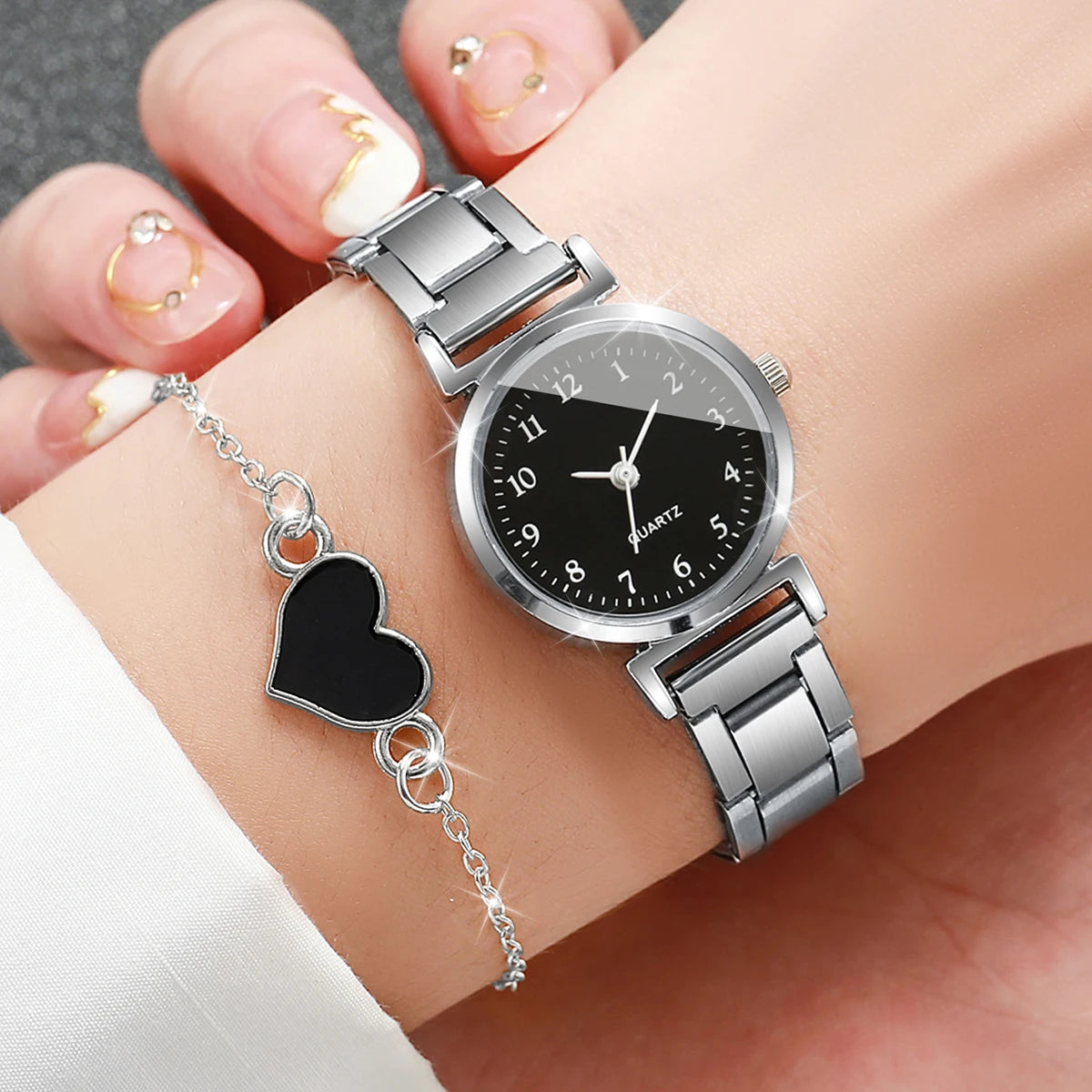 Women’s Watch Jewelry Set | Square Dial | Steel Band | Quartz