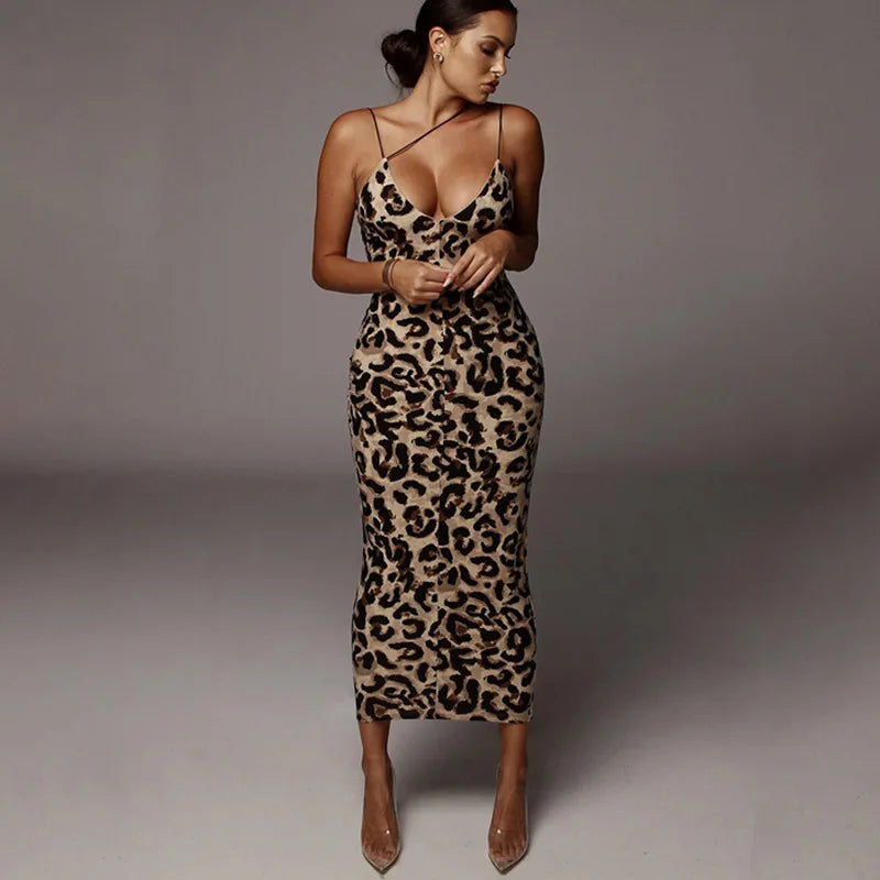 Women’s Leopard Maxi Dress – Sexy Summer Party & Evening Streetwear