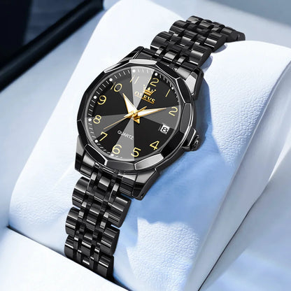 Women’s Luxury Stainless Steel Watch – Elegant Waterproof Luminous Date Watch