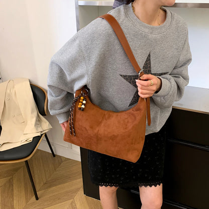 Women’s Shoulder Bag | Faux Suede | Large Capacity | Retro