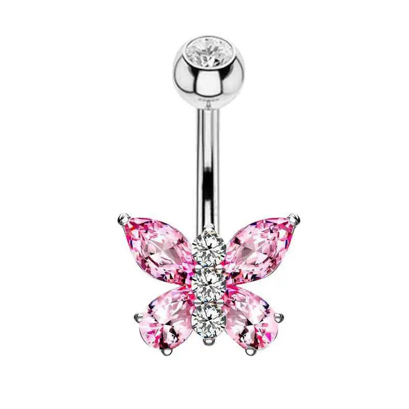 Women’s Pink Crown Heart Belly Button – Crystal Navel Piercing Jewelry