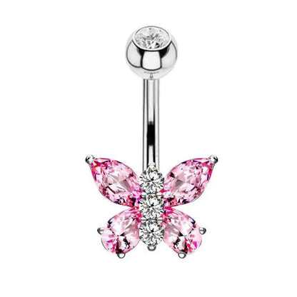Women’s Pink Crown Heart Belly Button – Crystal Navel Piercing Jewelry