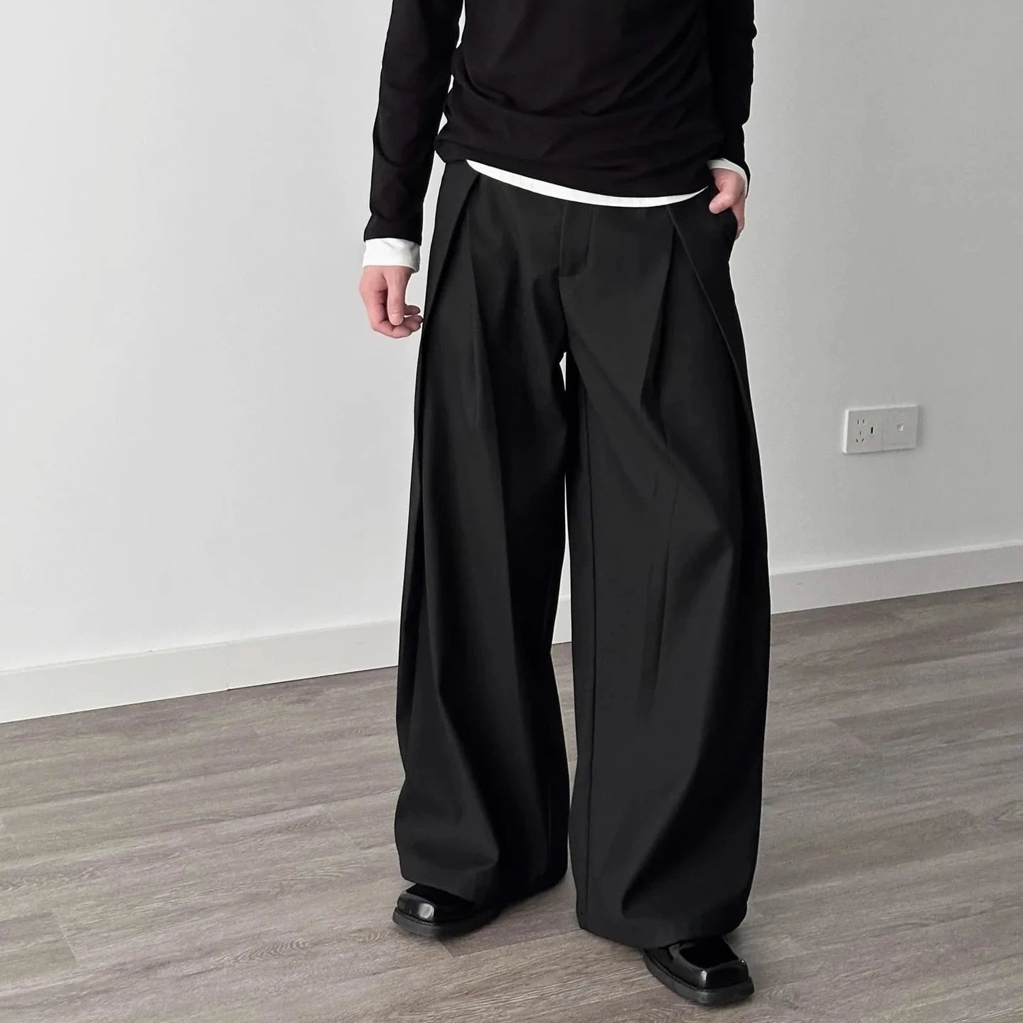 Men’s Wide Leg Pants Bottoms | Black | Oversized | Fashion
