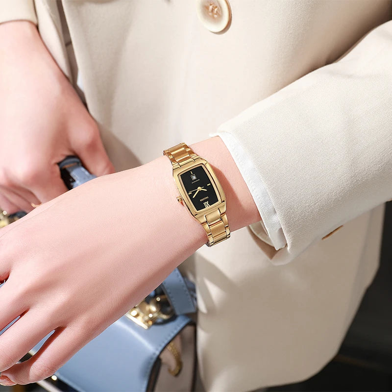 Women’s Elegant Stainless Steel Watch – Waterproof Luxury Wristwatch with Date
