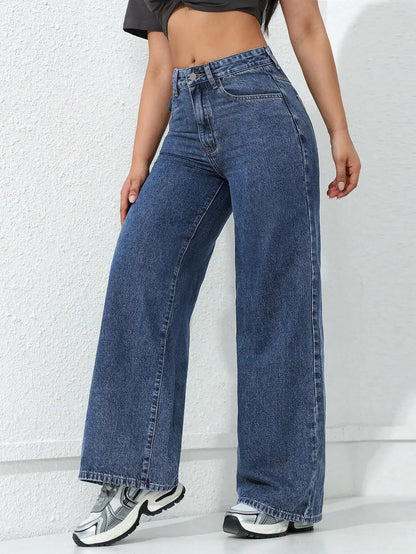 Women’s High-Waist Denim Pants – Vintage Wide-Leg Streetwear Jeans Bottom