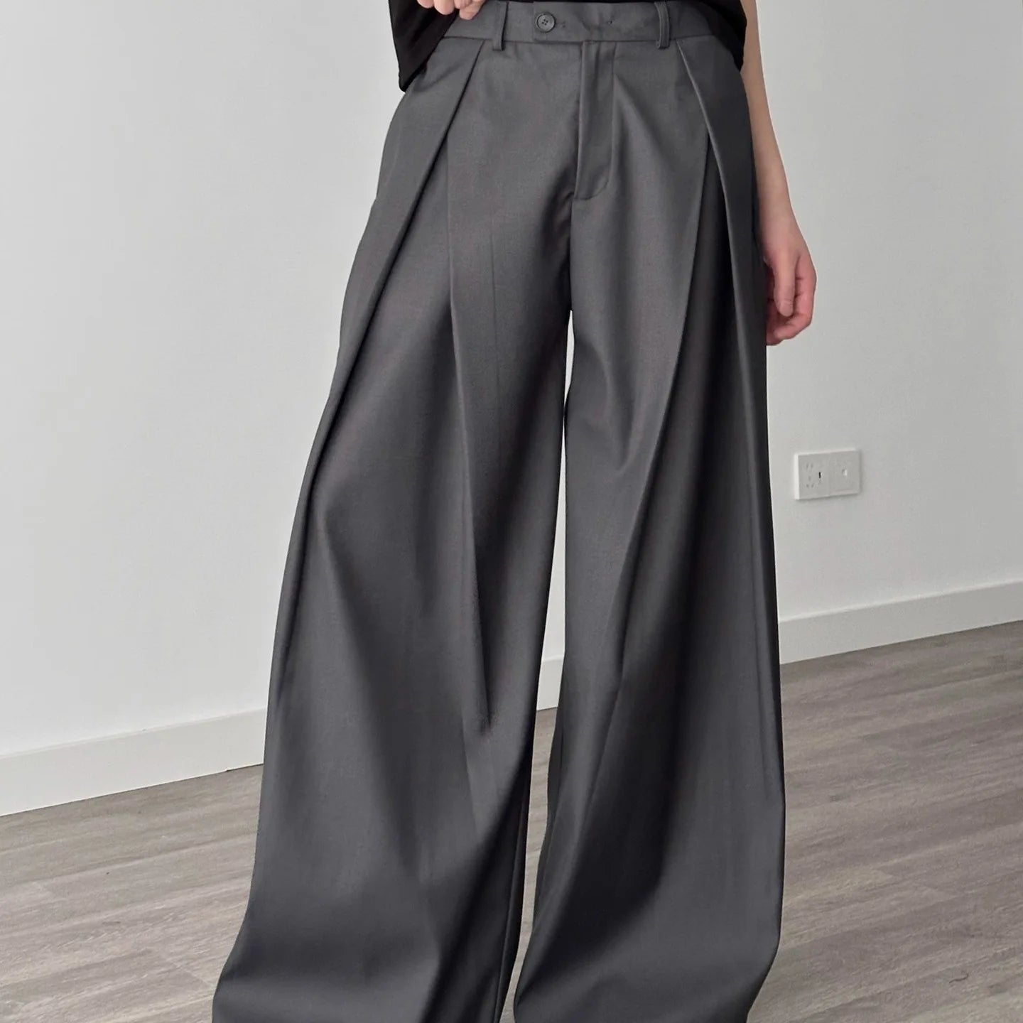 Men’s Wide Leg Pants Bottoms | Black | Oversized | Fashion