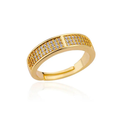 Women’s Gold Stainless Steel Heart Ring – Adjustable Imitation Open Band