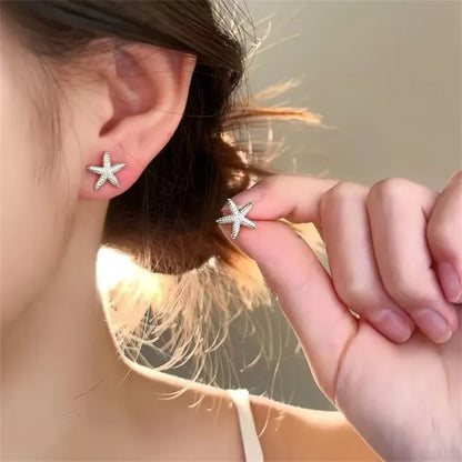 Women’s Jewelry Starfish Stud Earrings | Punk | Gold Tone | Summer