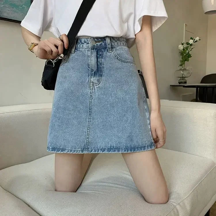 Women’s Denim Short Skirt Bottom – High Waist Tight Hip Mini Jeans Skirt Y2K Summer Fashion