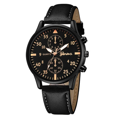 Men’s Luxury Watch Jewelry Set – Leather Strap Fashion Wristwatches Gift Pack with bracelet