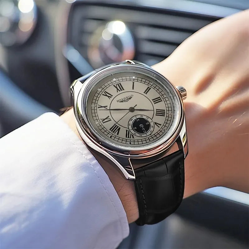 Men’s Luxury Quartz Watch – Waterproof Leather Strap Business Wristwatch