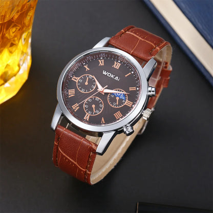 Men’s Casual Watch – Leather Strap Business & Sports Wristwatch