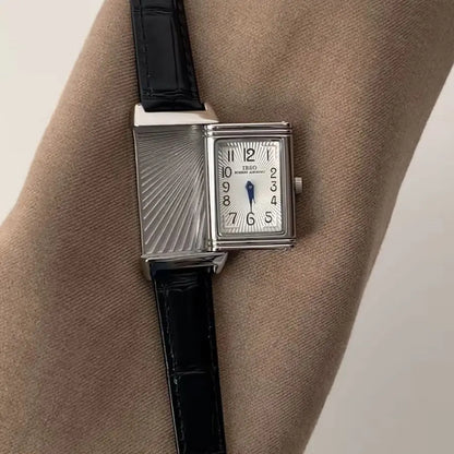 Women’s Square Digital Quartz Watch | Retro | Leather Strap | Niche