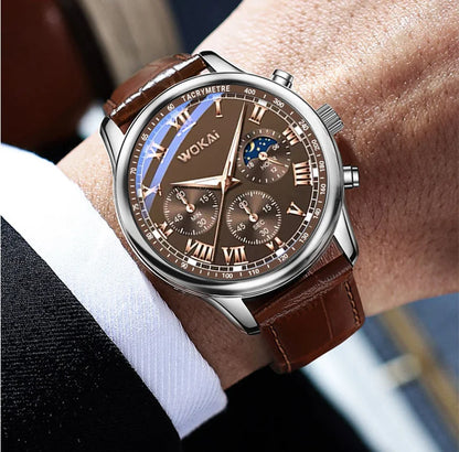 Men’s Casual Watch – Leather Strap Business & Sports Wristwatch