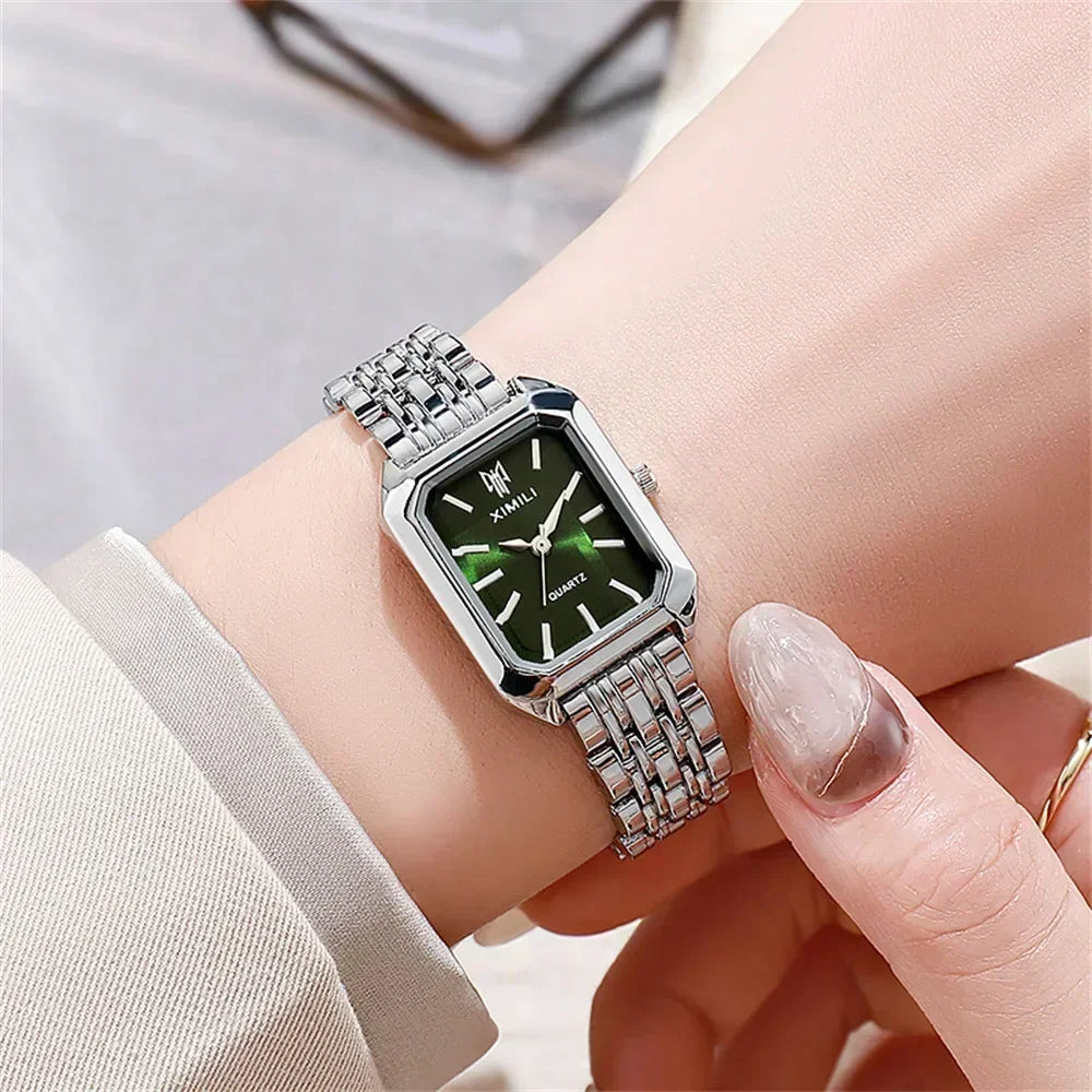 Women’s Stainless Steel Quartz Watch – Elegant Light Luxury Business Wristwatch