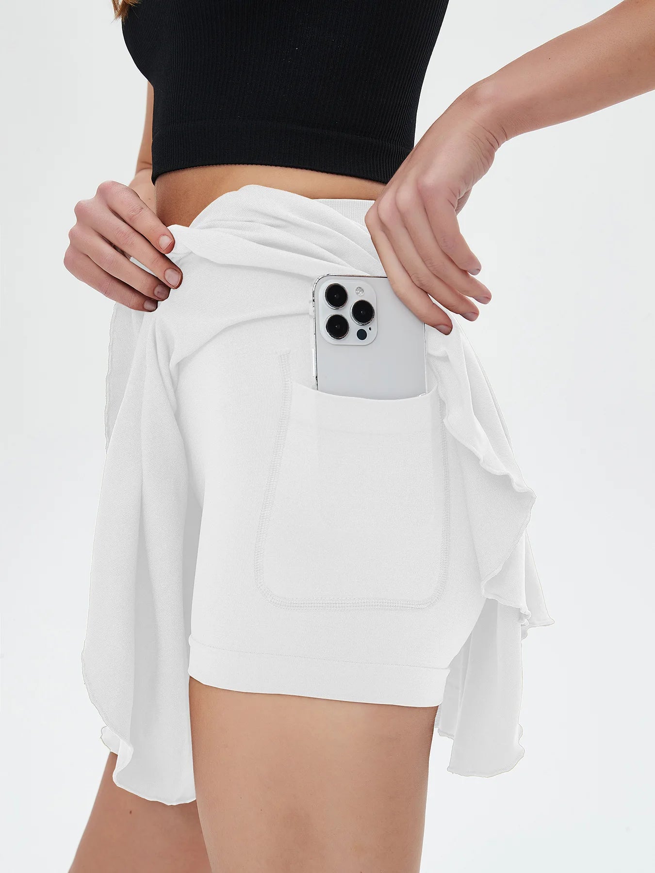 Women’s High Waisted Tennis Skirt Bottom – Mini Golf Skort with Belt, Pockets & Safety Shorts