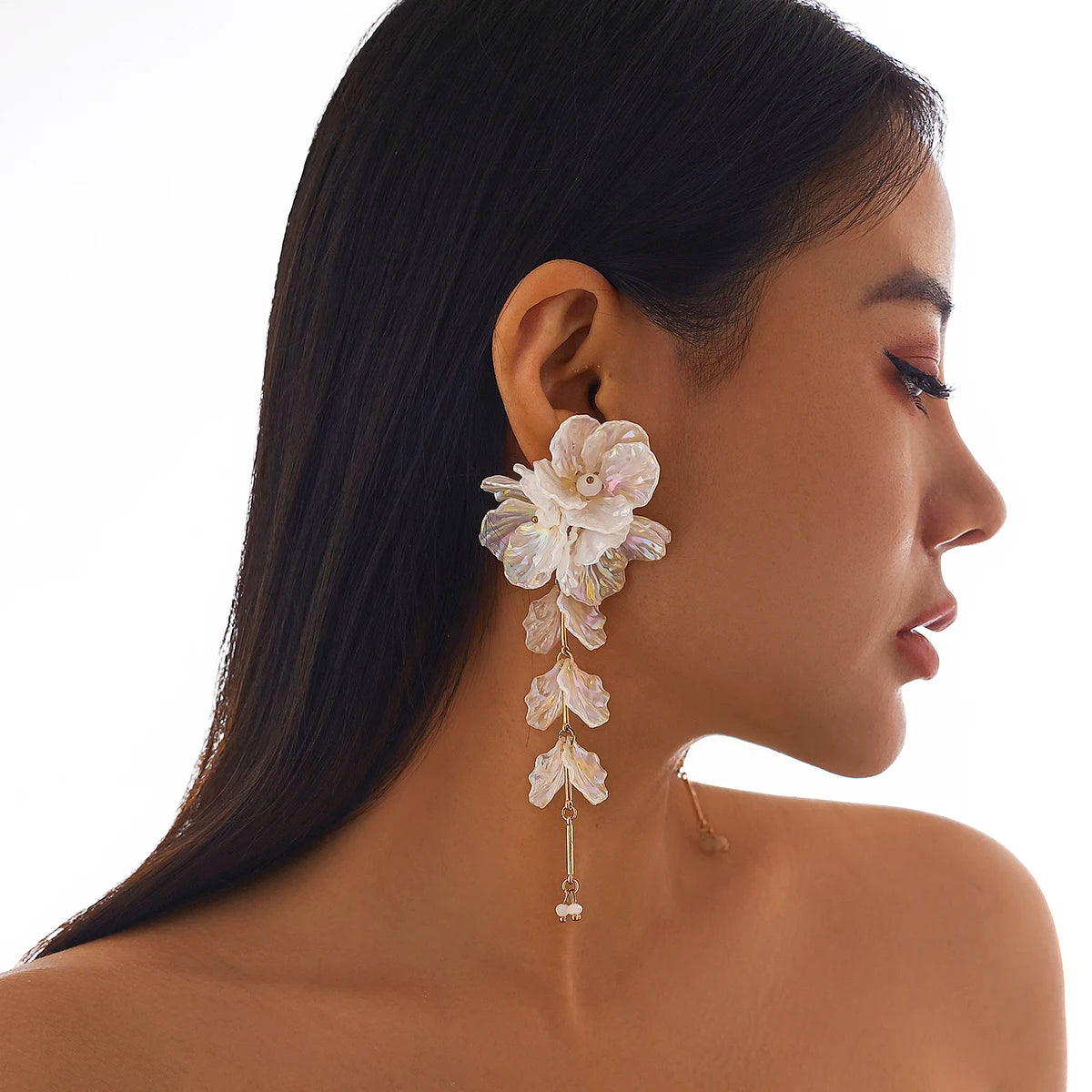 Women’s Jewelry Torque Chain Jewelry Set | Bridal | Elegant | White Flower