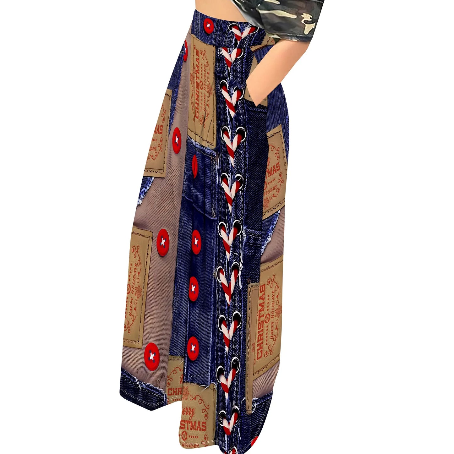 Women’s Camouflage Pants Bottom – High Waist Wide Leg Stretchy Loose Fit Trousers with Pockets