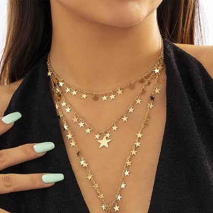 Women’s Jewelry Goth Star Tassel Choker Necklace | Y2K | Bridal | Gold Tone