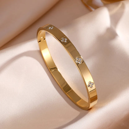 Women’s Jewelry Stackable Bangle Bracelet | Zirconia Inlaid | Stainless Steel | Gift