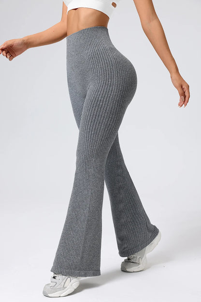Women’s High-Waisted Flared Yoga Pants – Breathable 4-Way Stretch Sports Bottoms