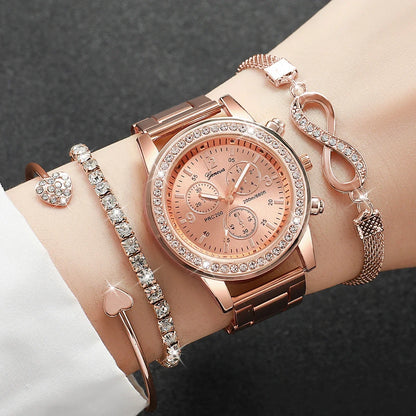 Women’s Watch Jewelry Set | Rhinestone | Steel Band | Quartz