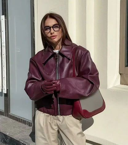Women’s Faux Leather Jacket Outerwear | Street | Zipper