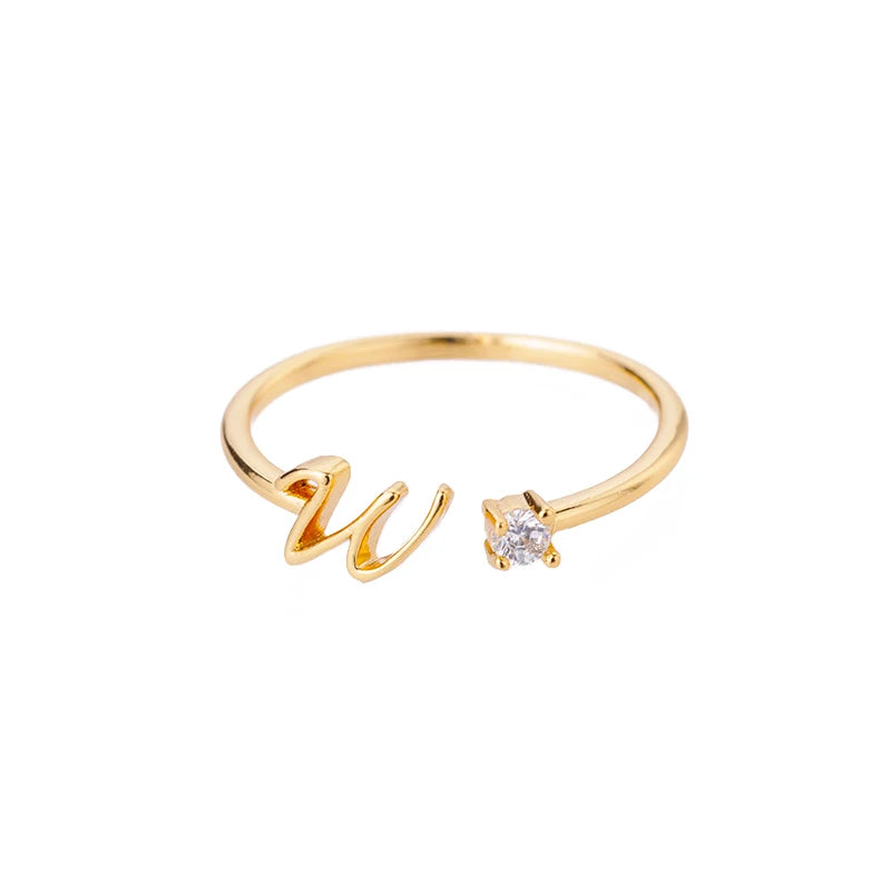 Women’s Adjustable Initial Letter Ring – Stainless Steel A–Z Alphabet Personalized Jewelry