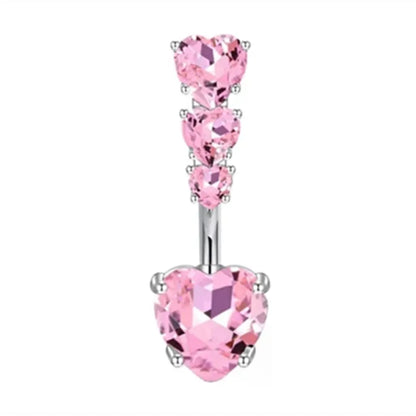 Women’s Pink Crown Heart Belly Button – Crystal Navel Piercing Jewelry
