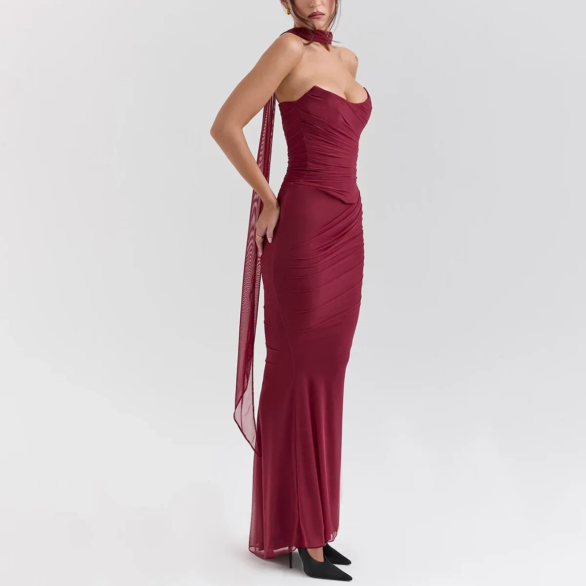 Women’s Elegant Maxi Dress with Scarf