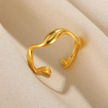 Women’s 316L Stainless Steel Geometric Open Ring – Gold Color Multilayer Vintage Waterproof Jewelry