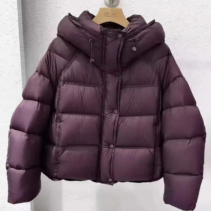 Women’s Hooded Jacket Outerwear – Short Loose Cotton Puffer