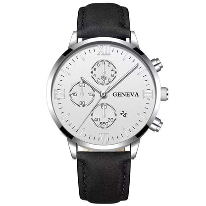 Men’s Luxury Quartz Sport Watch – Leather Strap Analog Wristwatch with Date