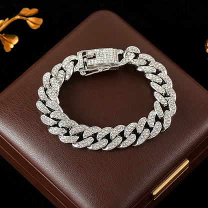 Women’s Thick Cuban Chain Jewelry Set – Necklace & Bracelet, Waterproof Punk Style