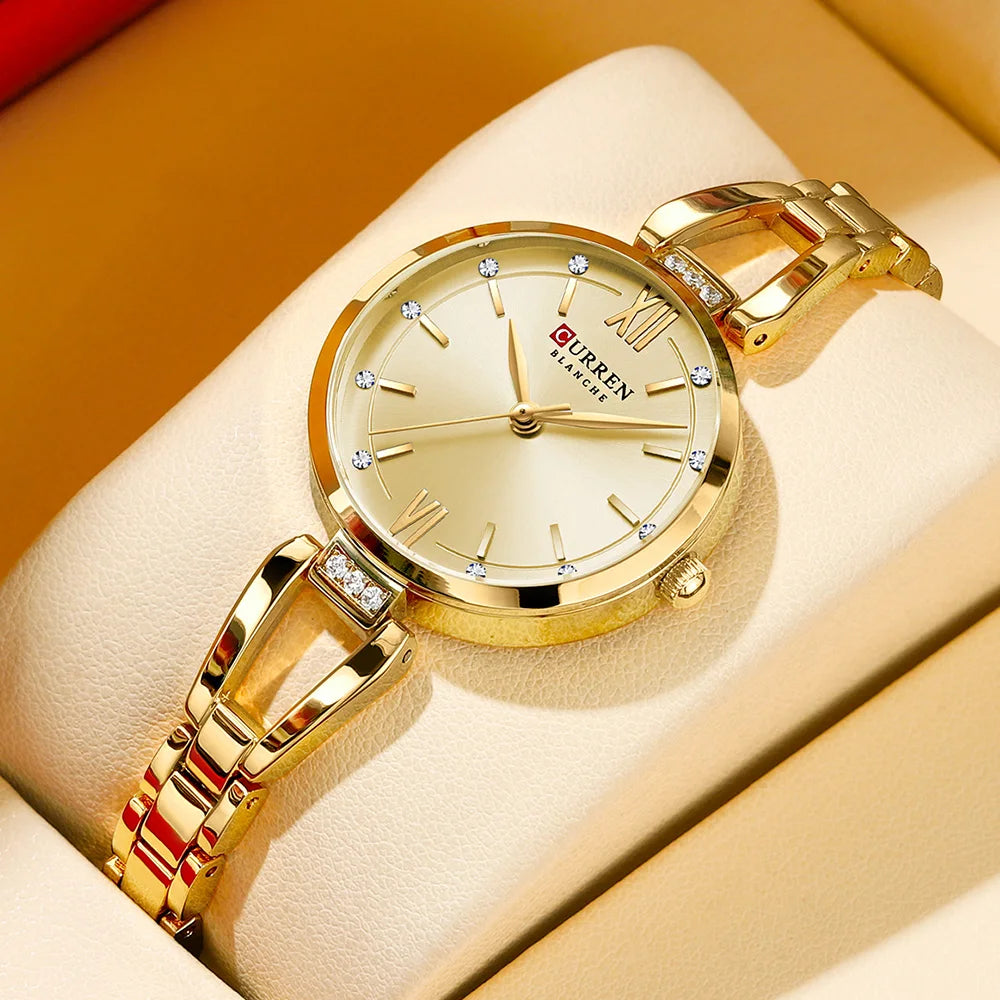 Women’s Luxury Gold Watch – Stainless Steel Band Elegant Fashion Wristwatch