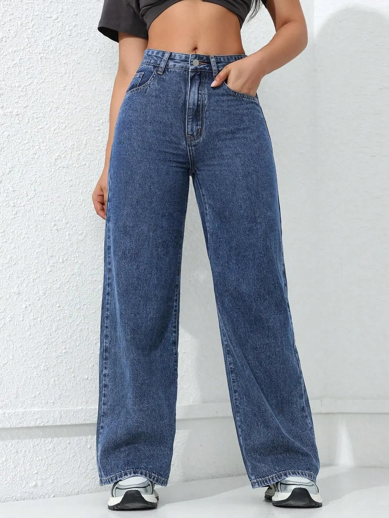 Women’s High-Waist Denim Pants – Vintage Wide-Leg Streetwear Jeans Bottom