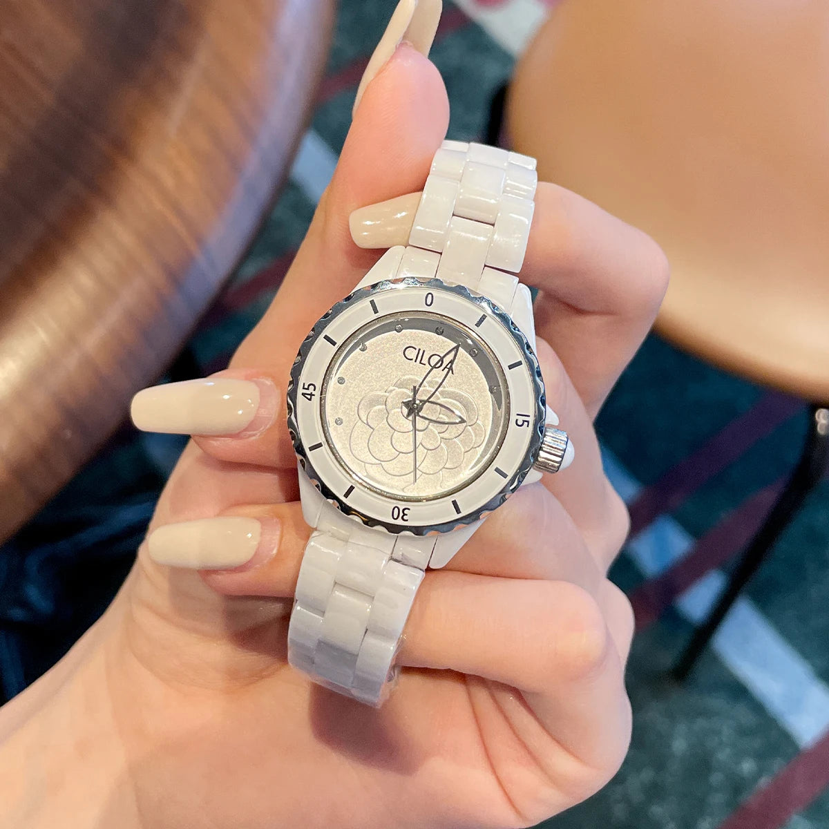 Women’s White Ceramic Quartz Watch | Light Luxury | Small Dial | Elegant