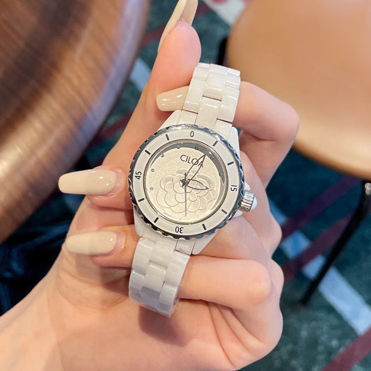 Women’s White Ceramic Quartz Watch | Light Luxury | Small Dial | Elegant