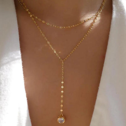 Women’s Jewelry Boho Layered Crystal Pendant Necklace | Vintage | Gold Tone | Trendy