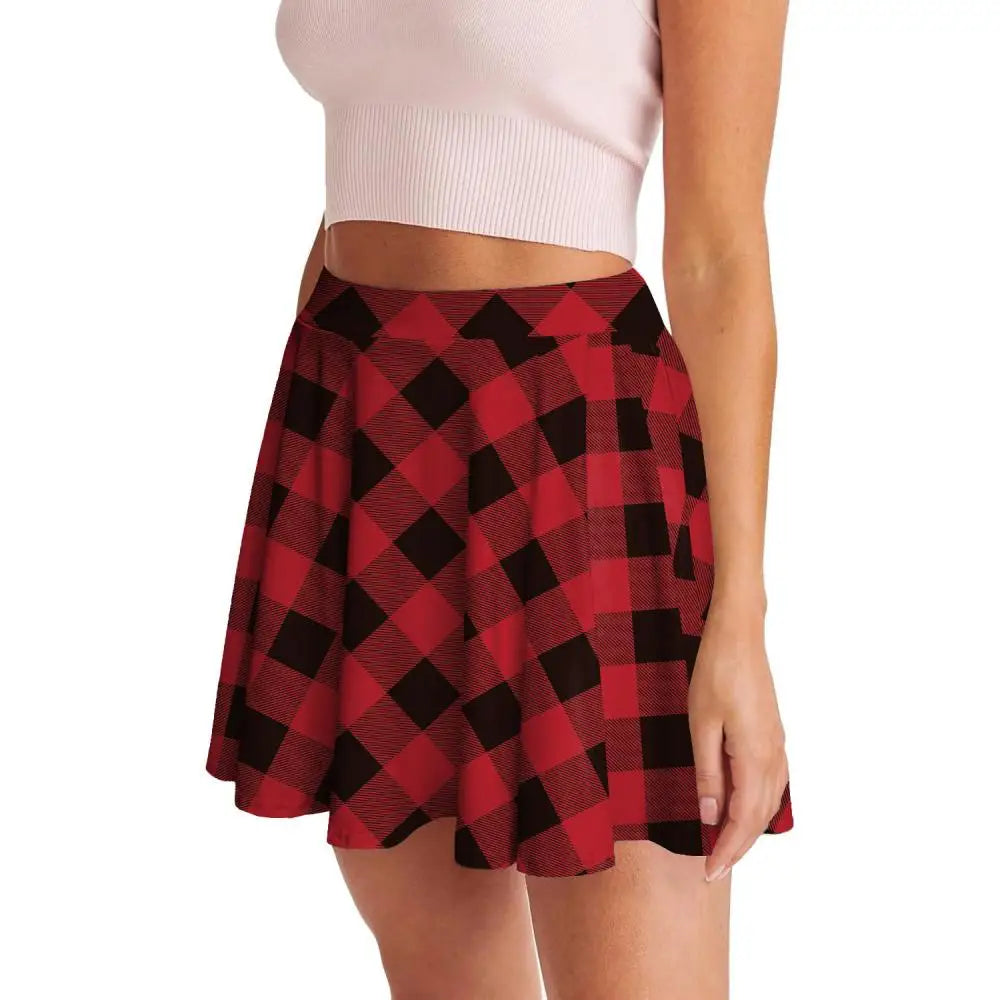 Women’s Retro Plaid Pleated Skirt Bottom – Y2K Vintage A-Line Mini School Uniform Style