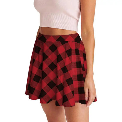 Women’s Retro Plaid Pleated Skirt Bottom – Y2K Vintage A-Line Mini School Uniform Style